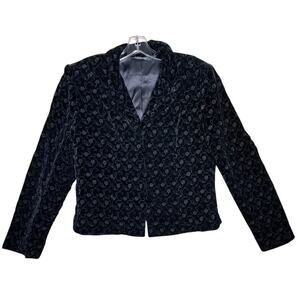 Vtg Y2K Laura Ashley Black Velour Embroidered Blazer Renaissance Whimsigoth 10